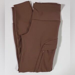 Old Navy Active Powersoft High-Rise Leggings Cargo Pockets Brown Size M